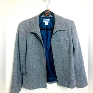 Pendleton Navy Blue Tweed Chevron Jacket And Skirt Suit Or Separate